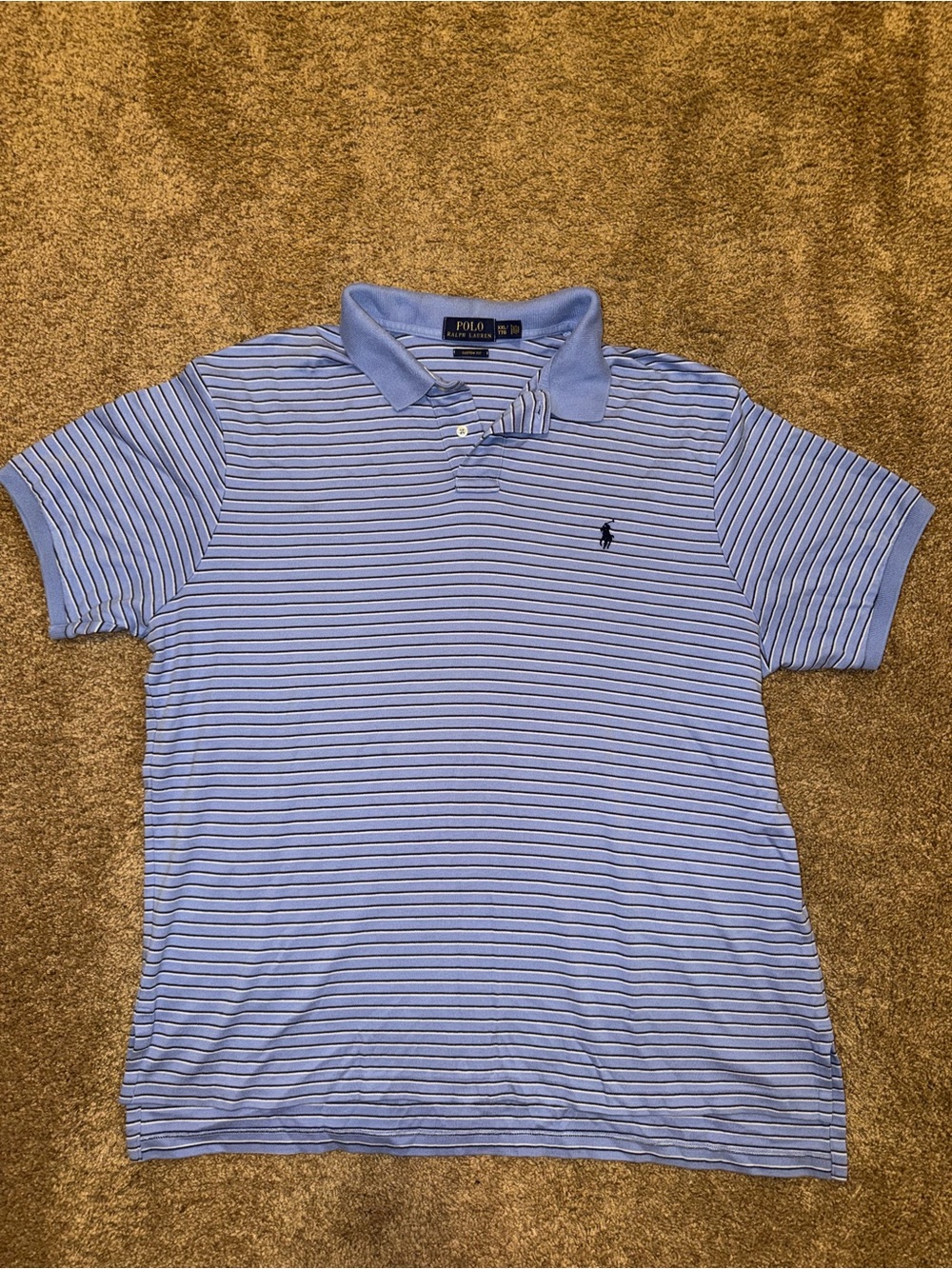 Ralph Lauren Light Blue Polo with Navy Stripe